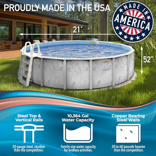 Hollowell Industries - Manufacturers of Doughboy Pools, 21 Foot x 52 Inch Steel Wall Pool Above Ground Swimming Pool with Pool Liner, Sand Filter, Pump, and Skimmer, Pool Kit for Above Ground Pool