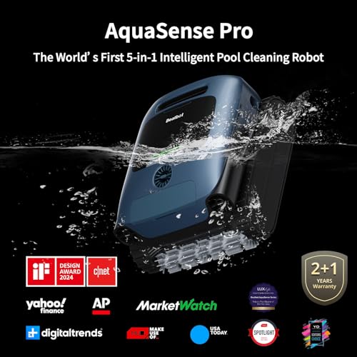 Beatbot Aquasense Pro Pool Cleaner Robot with Wireless Charging Dock, Clarifies Water, Skims Water Surface, 5-in-1 Comprehensive Cleaning, Surface Parking, Intelligent Path Optimization - Slight Blue