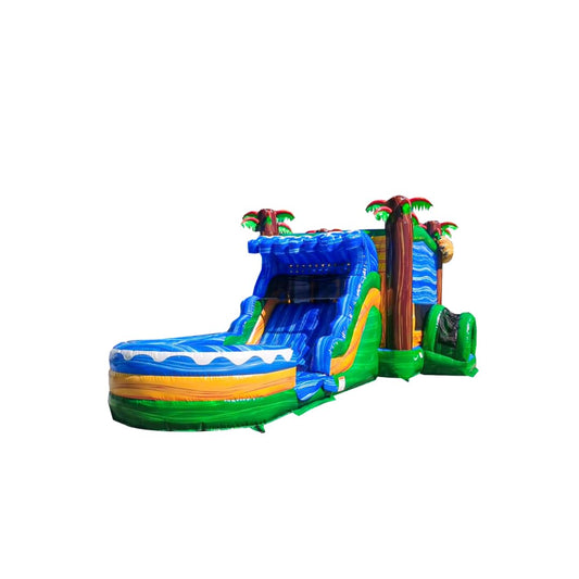 JumpOrange Jaguar Commercial Grade Bounce House Water Slide with Pool (with Blower), Kids and Adults, Wet Dry Combo, Basketball Hoop, Tunnel Entrance, Climb Wall, Inflatable, Summer