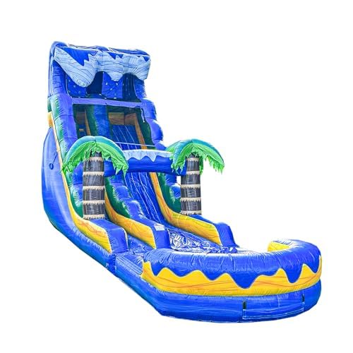 XJUMP 19’ Tall Surf Beach Inflatable Single Lane Water Slide with Detachable Pool, Commercial Grade, PVC Vinyl, Outdoor Backyard, Summer Fun, Blow Up, Water Park, (Blower Included)