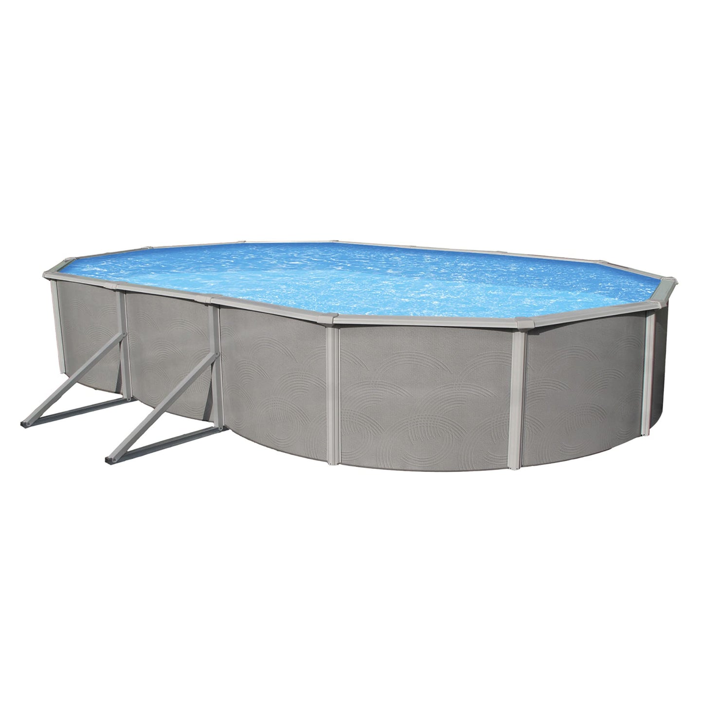Blue Wave Belize 12-Feet by 24-Feet Oval 52-Inch Deep 6-Inch Top Rail Metal Wall Swimming Pool Package