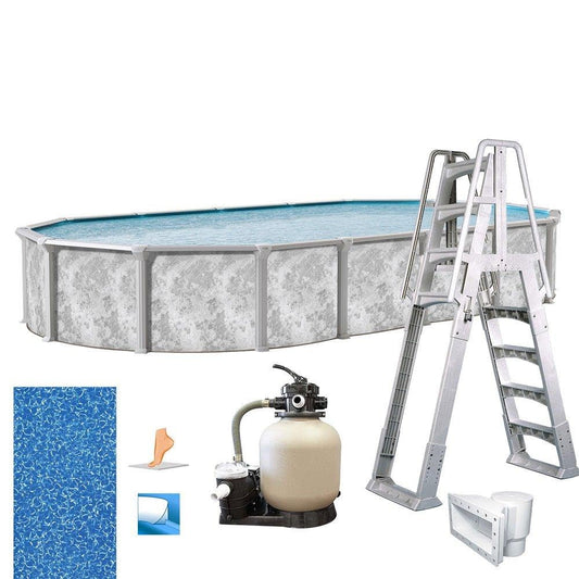 In The Swim 12' x 18' Oval above Ground Swimming Pool - Ambassador Package - Featuring: Sand Filter, Pump System and A-Frame Ladder