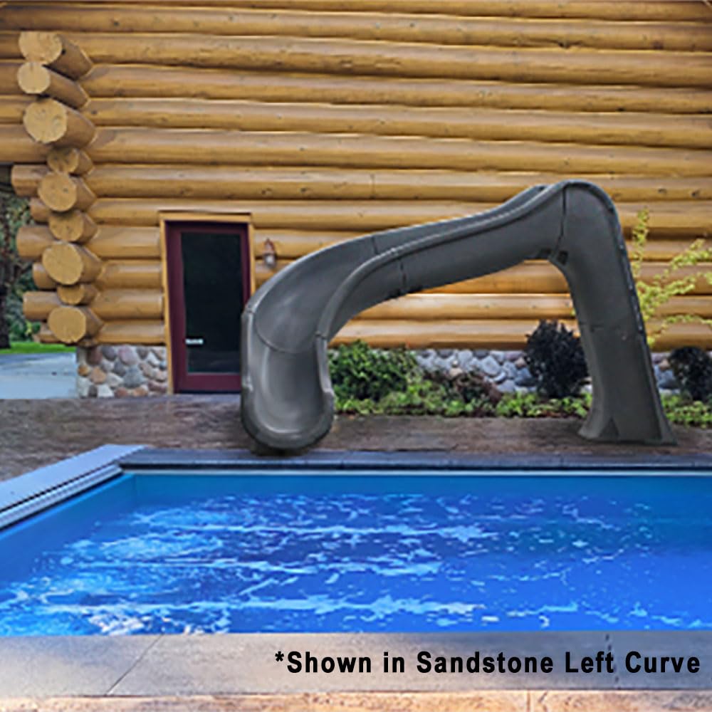 Global Pool Products SIDE WINDER Inground Swimming Pool Water Slide Deck Mounted Left Curve Turn Sand GPPSSW-SAND-L