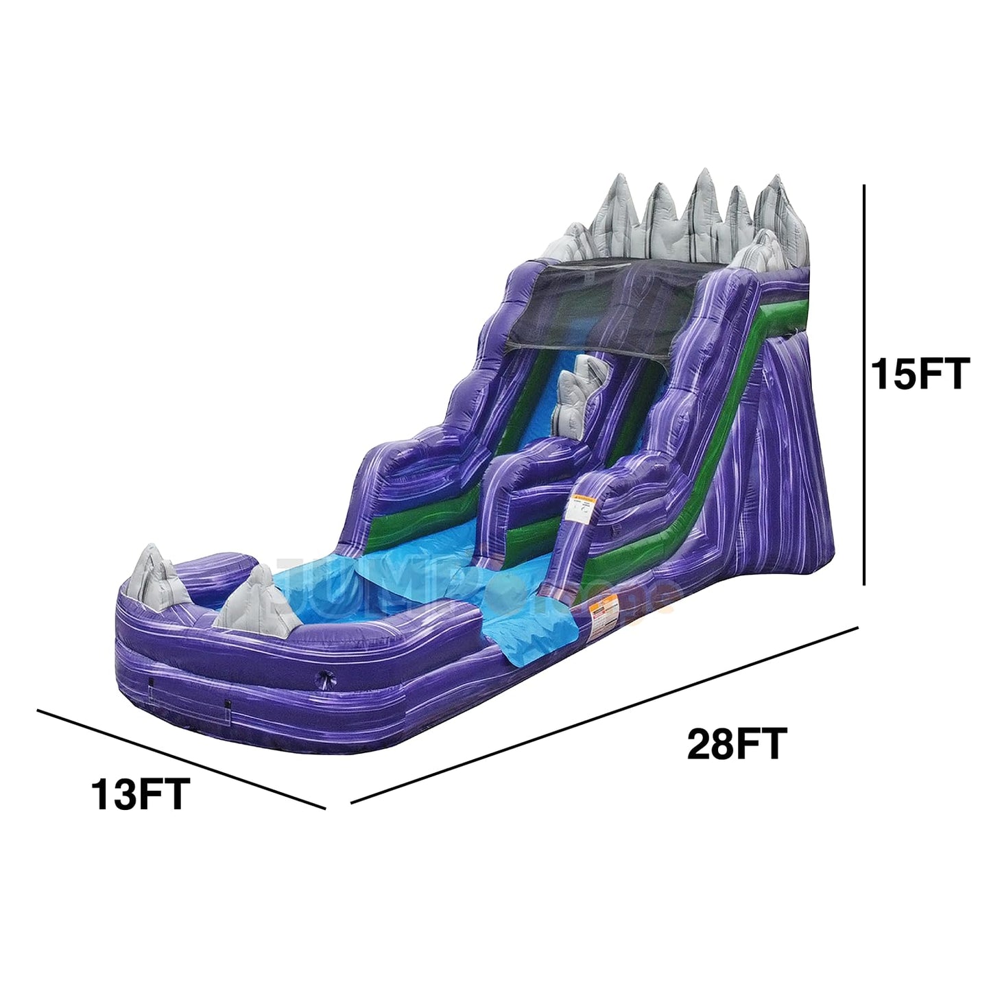 JumpOrange 15’ Dark Night Commercial Grade Water Slide with Splash Pool for Kids and Adults (with Blower), Outdoor Indoor, Wet Dry Use, Tall Inflatable
