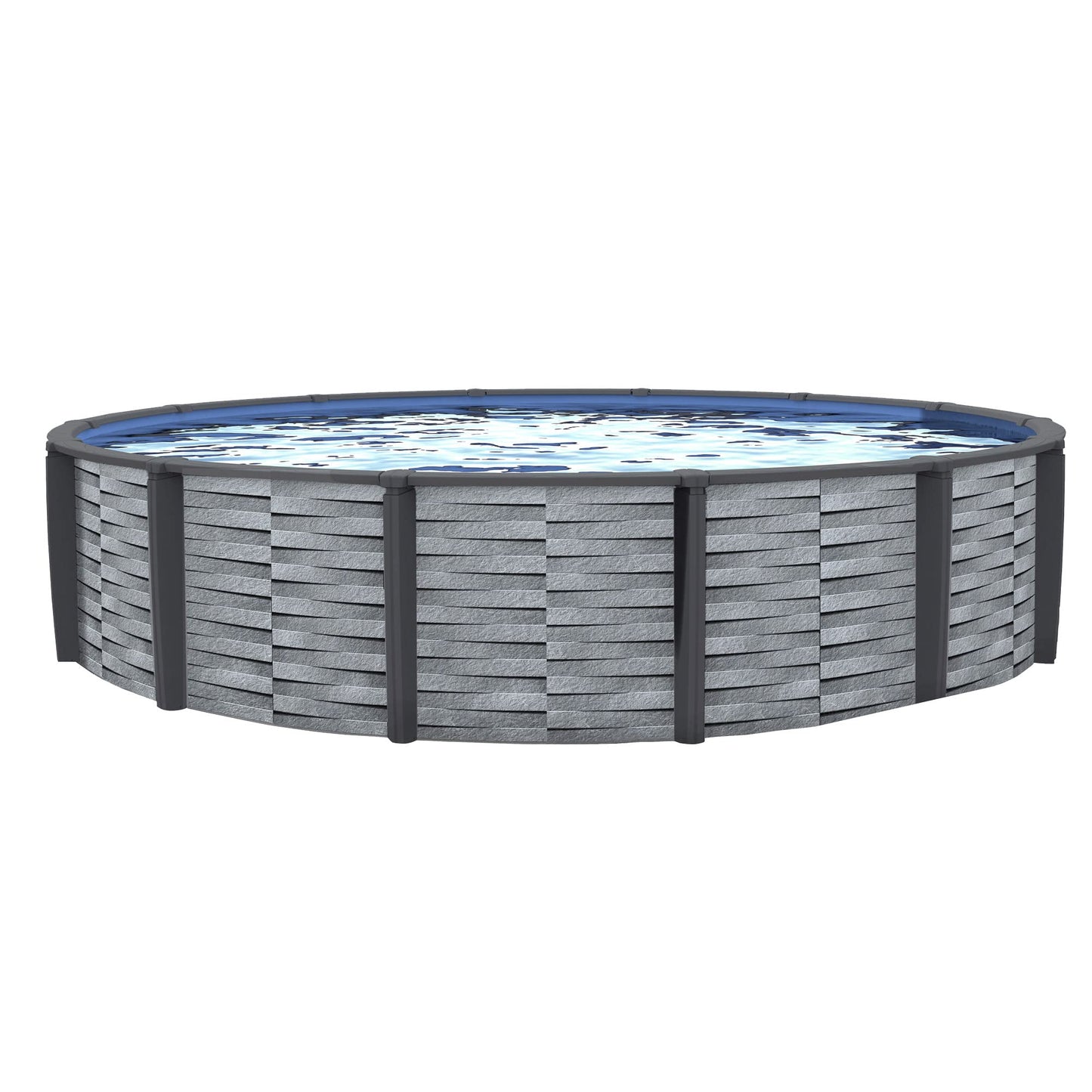 Blue Wave NB19834 Affinity 24-ft Round 52-in Deep 7-in Top Rail Resin Package Above Ground Swimming Pool, x, Gray