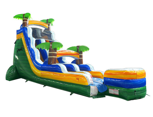 TentandTable Inflatable Water Slide for Kids and Adults, Commercial Grade Giant Blow Up Backyard Water Fun, Includes Electric Air Blower, 35' L x 15' W x 18' H, Tropical Green Marble