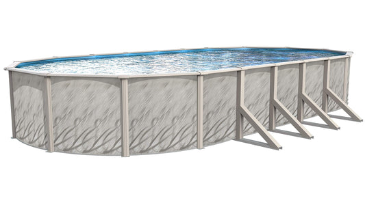 Meadows Reprieve 15 x 30' Oval Above-Ground Swimming Pool | 52" Height | Resin Protected Steel-Sided Walls |Overlap Liner and Widemouth Skimmer